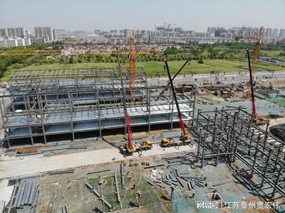泰州市:加緊施工,首個裝配式鋼結構學校框架已過半